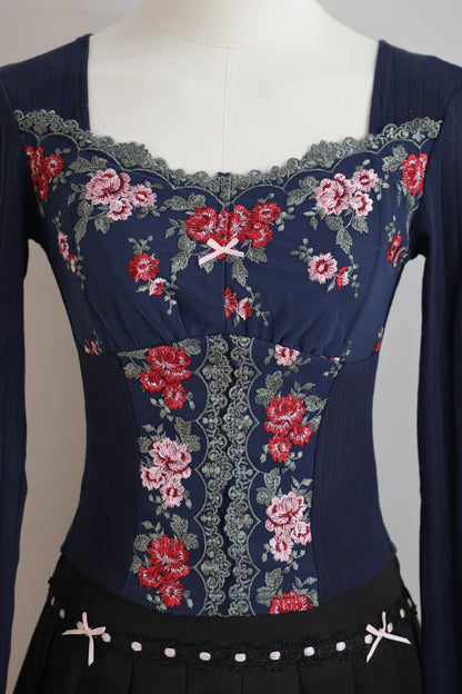Midnight Rose Long Sleeve Top