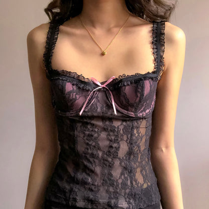 Black Pink Y2K Lace Bustier (XS)