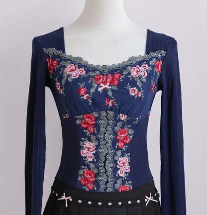 Midnight Rose Long Sleeve Top