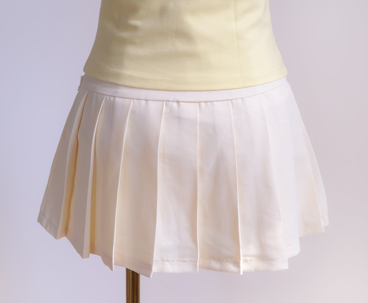 Antique Ribbon Pleated Skirt in Vintage Ivory