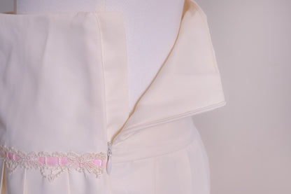 Antique Ribbon Pleated Skirt in Vintage Ivory