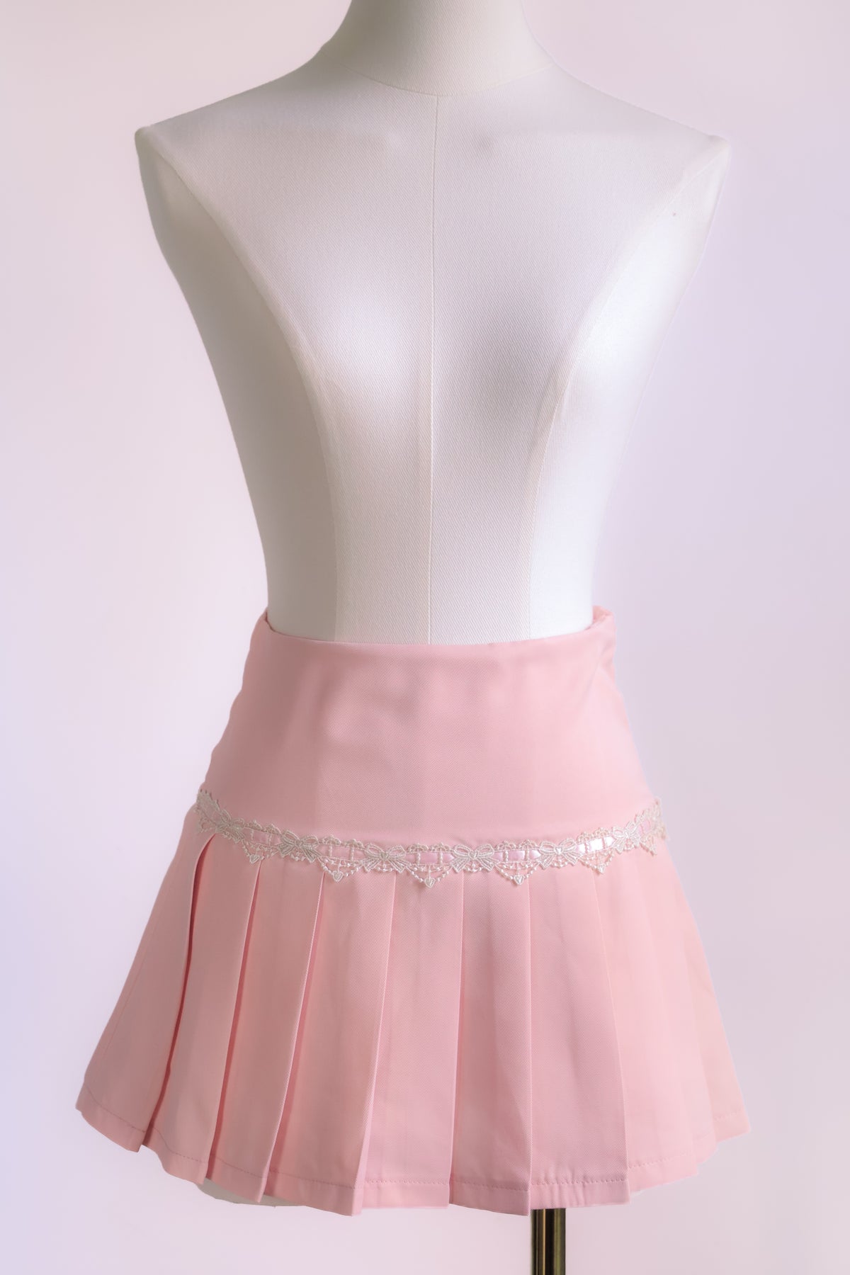 Antique Ribbon Pleated Skirt in Blush