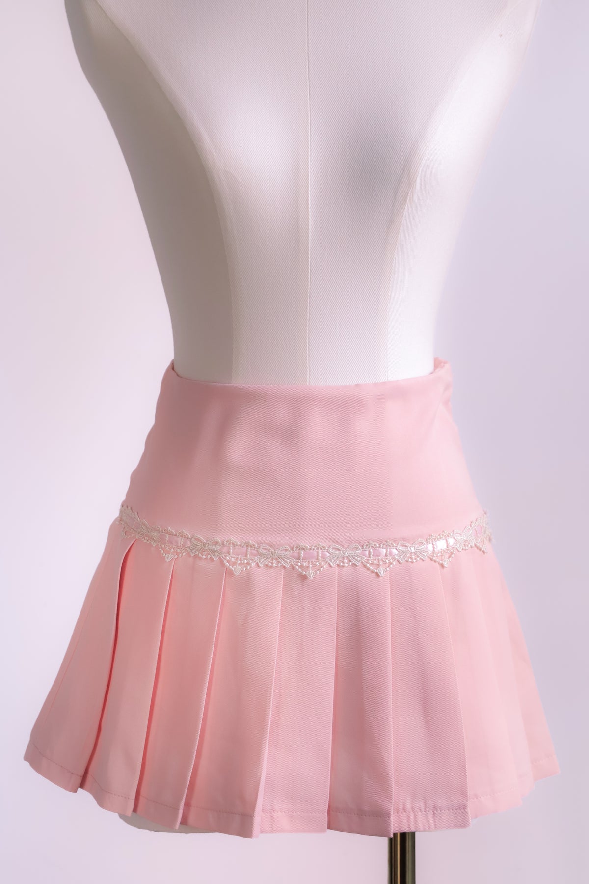 Antique Ribbon Pleated Skirt in Blush