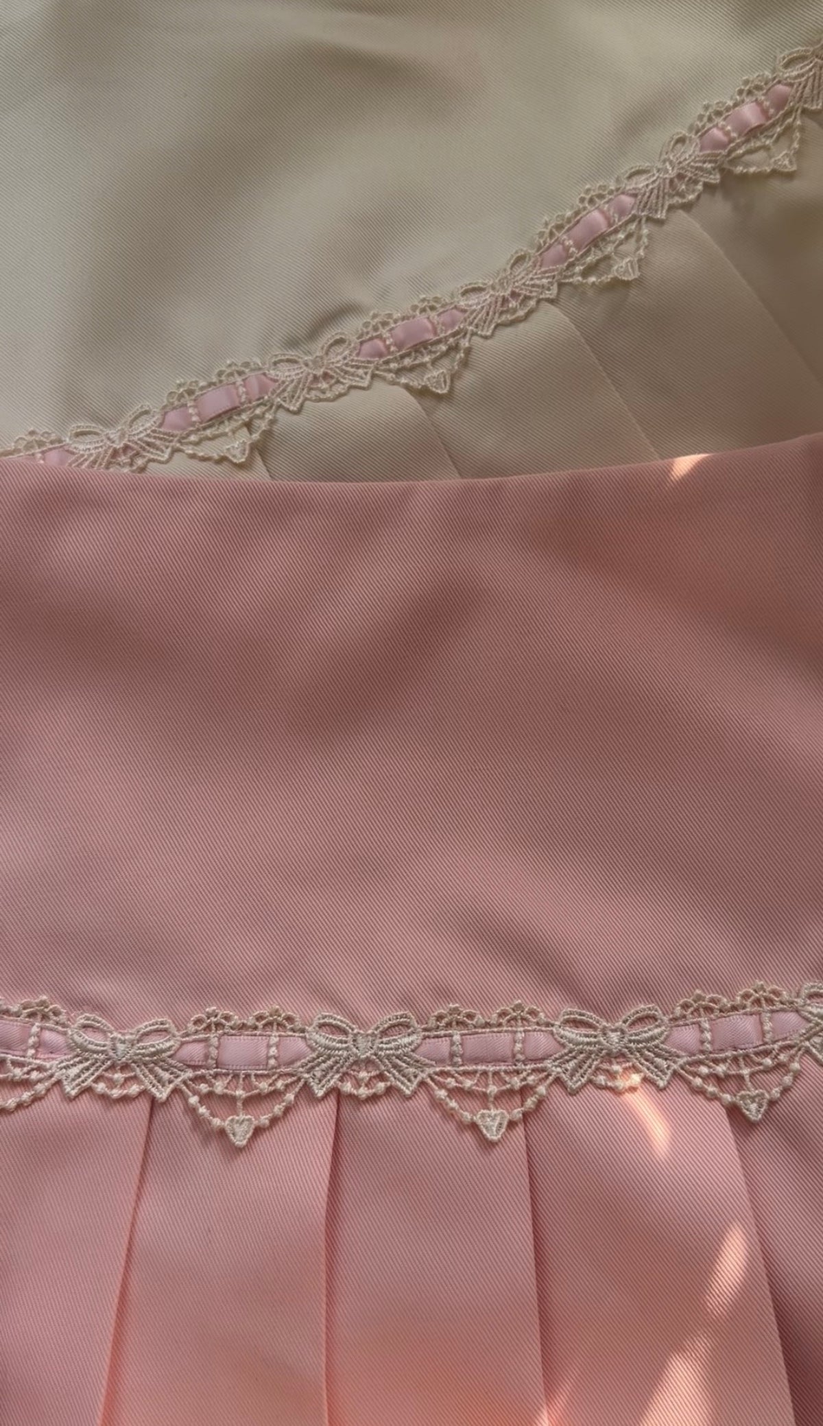 Antique Ribbon Pleated Skirt in Blush