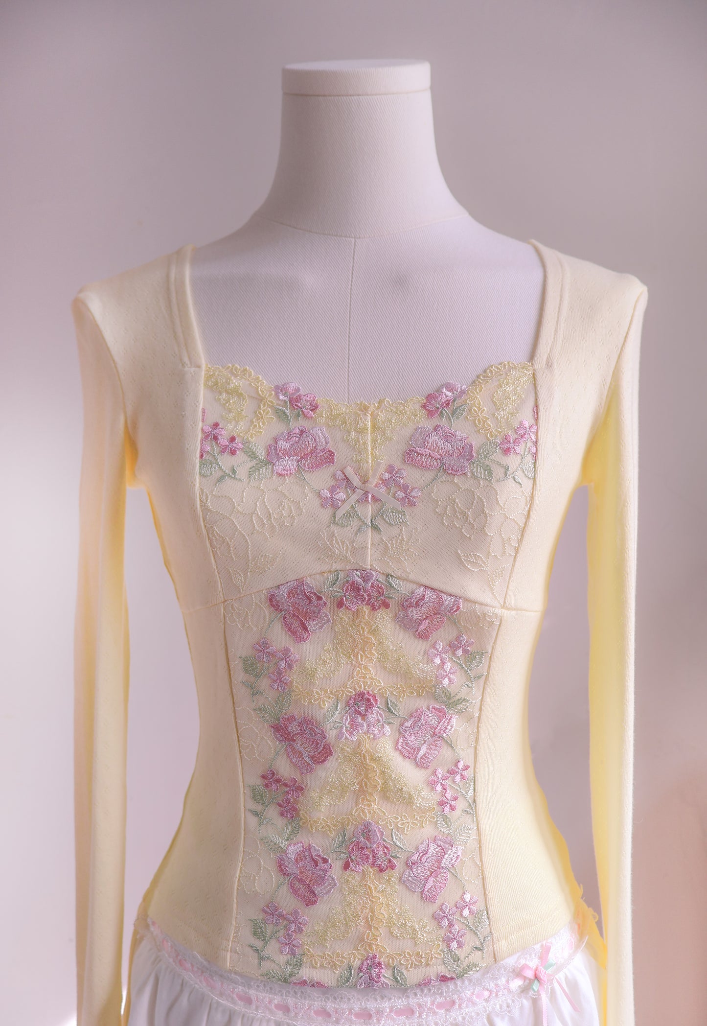 Vintage Teacup Pointelle Long Sleeve Tee