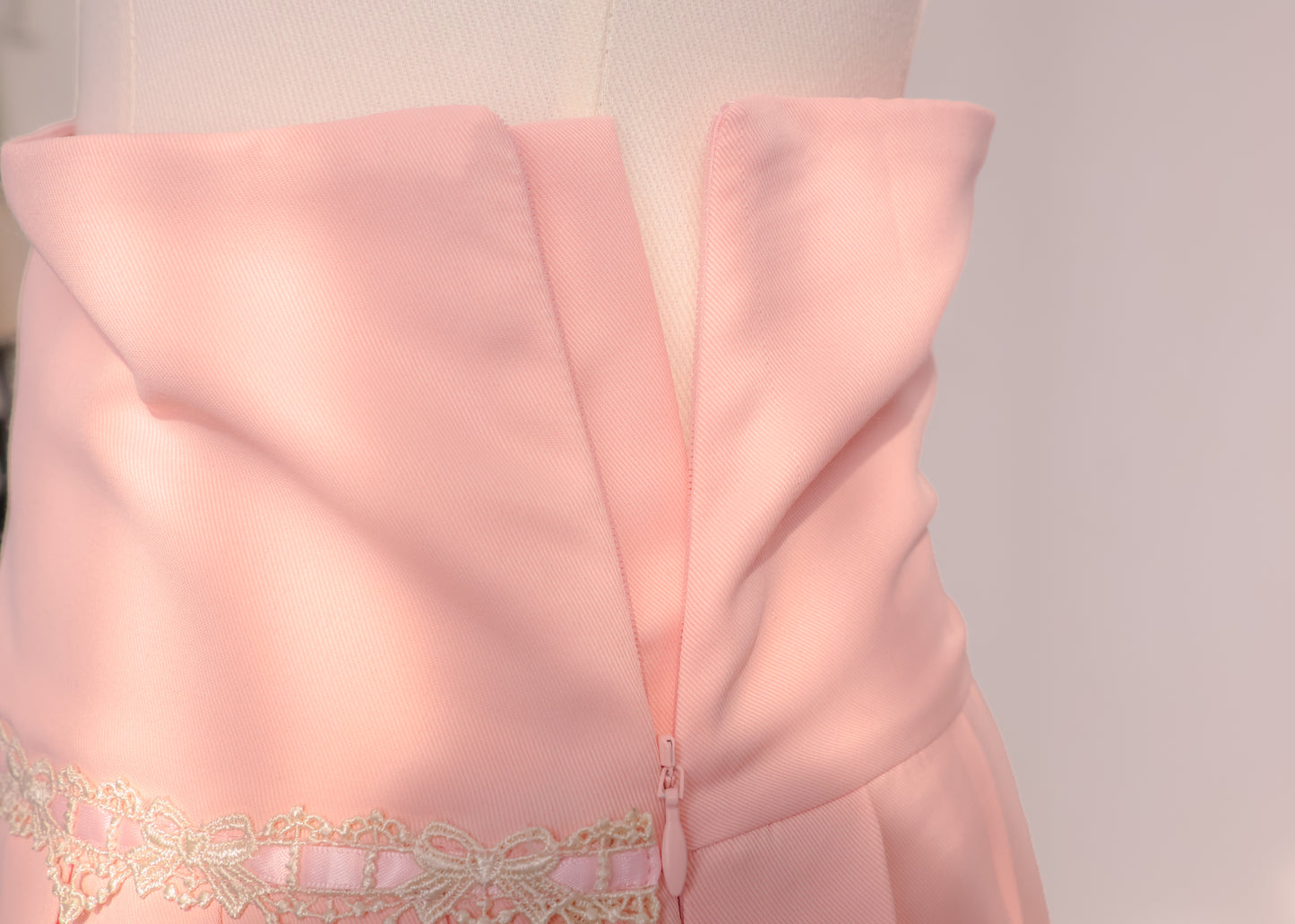 Antique Ribbon Pleated Skirt in Blush