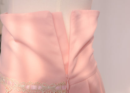 Antique Ribbon Pleated Skirt in Blush