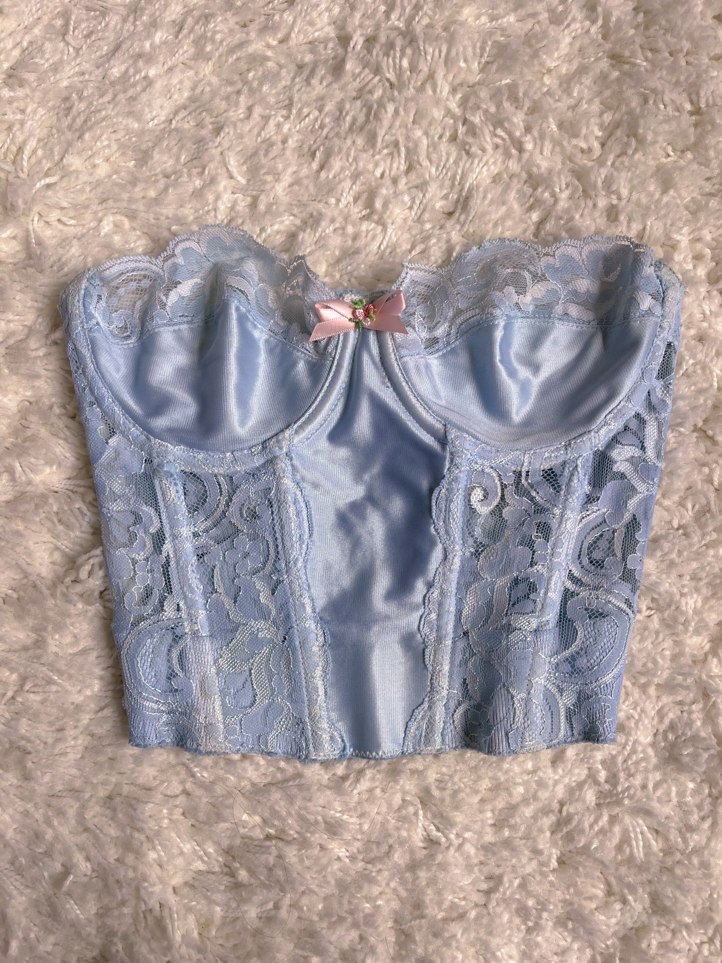 Blue Satin Bustier (34B & 36B)