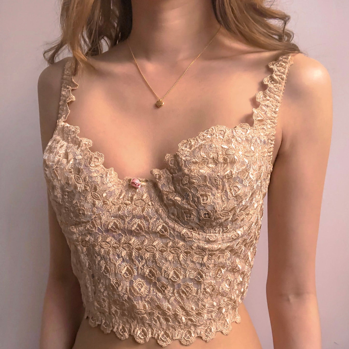 Gold Embroidered Bustier (34B)