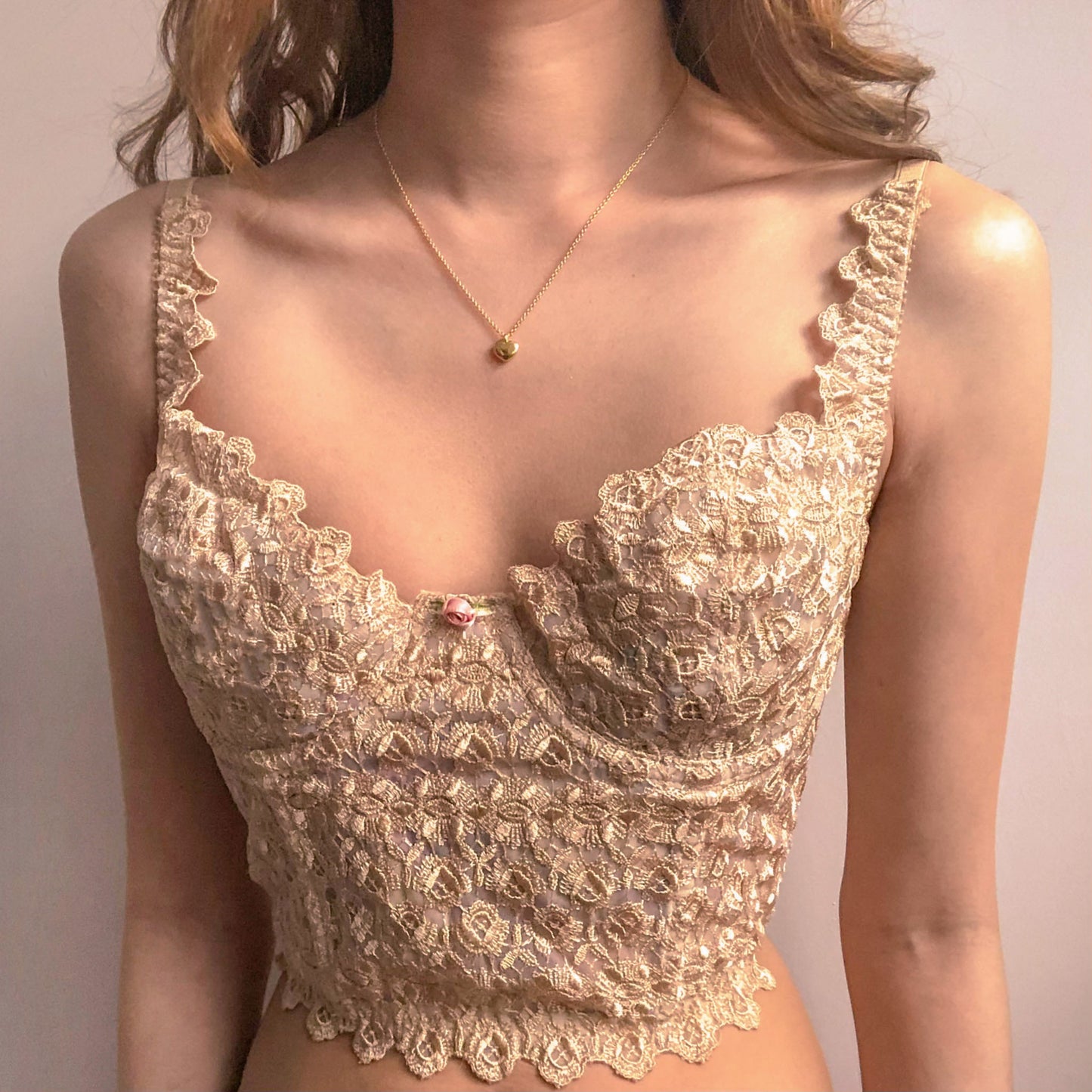 Gold Embroidered Bustier (34B)